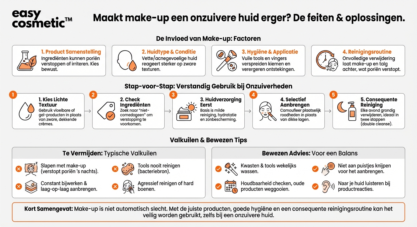 Maakt make-up onzuiverheden of acne erger?