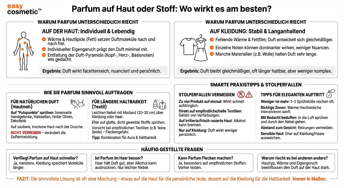 Macht es einen Unterschied, ob ich Parfum auf Kleidung oder Haut sprühe?