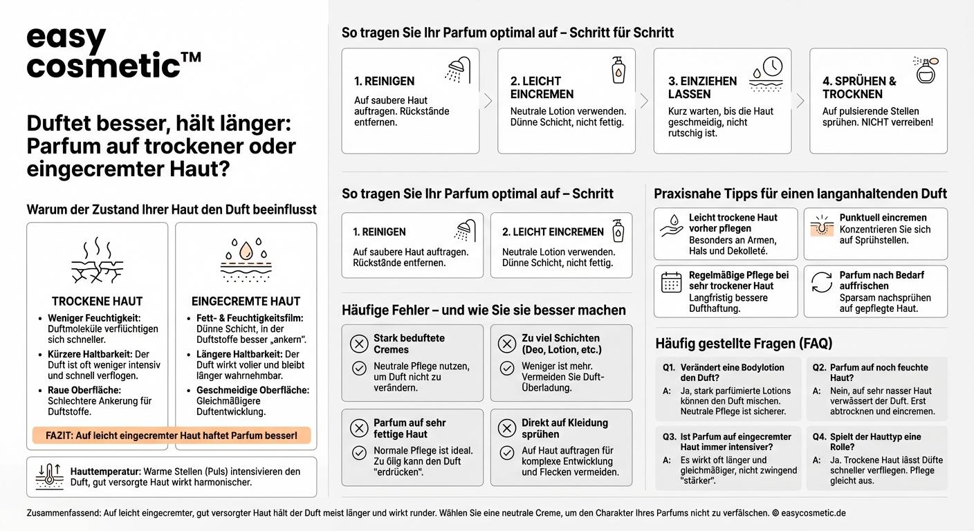 Macht es einen Unterschied, ob ich Parfum auf trockene oder auf eingecremte Haut auftrage?