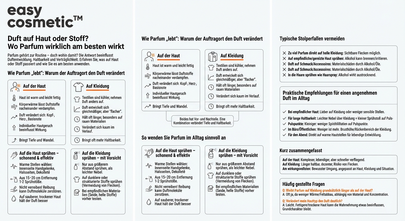 Macht es einen Unterschied, ob man Parfum auf die Haut oder auf die Kleidung sprüht?