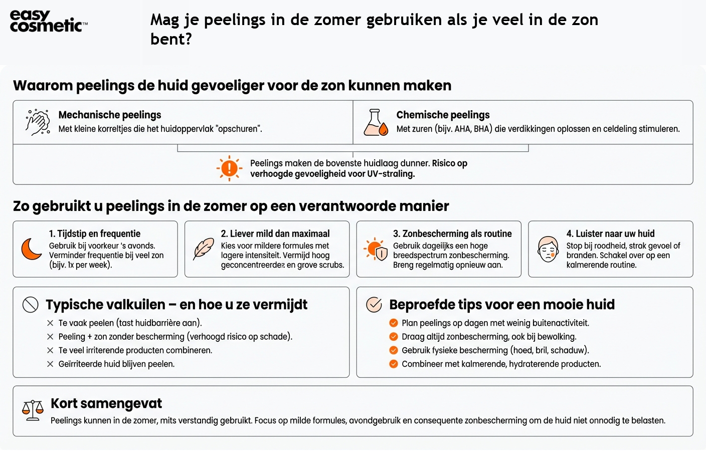 Mag je peelings in de zomer gebruiken als je veel in de zon bent?