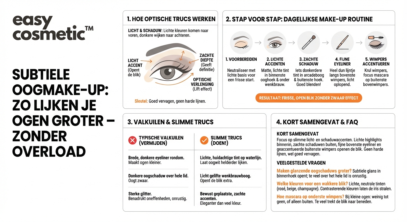 Met welke technieken kan ik mijn ogen groter laten lijken zonder dat de make-up overladen oogt?