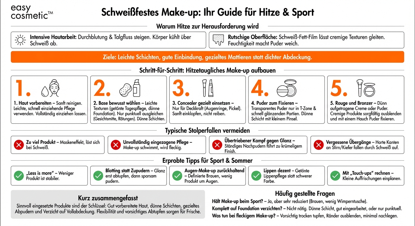 Mit welchen Techniken kann ich Make-up so auftragen, dass es bei starker Hitze oder Sport besser hält?