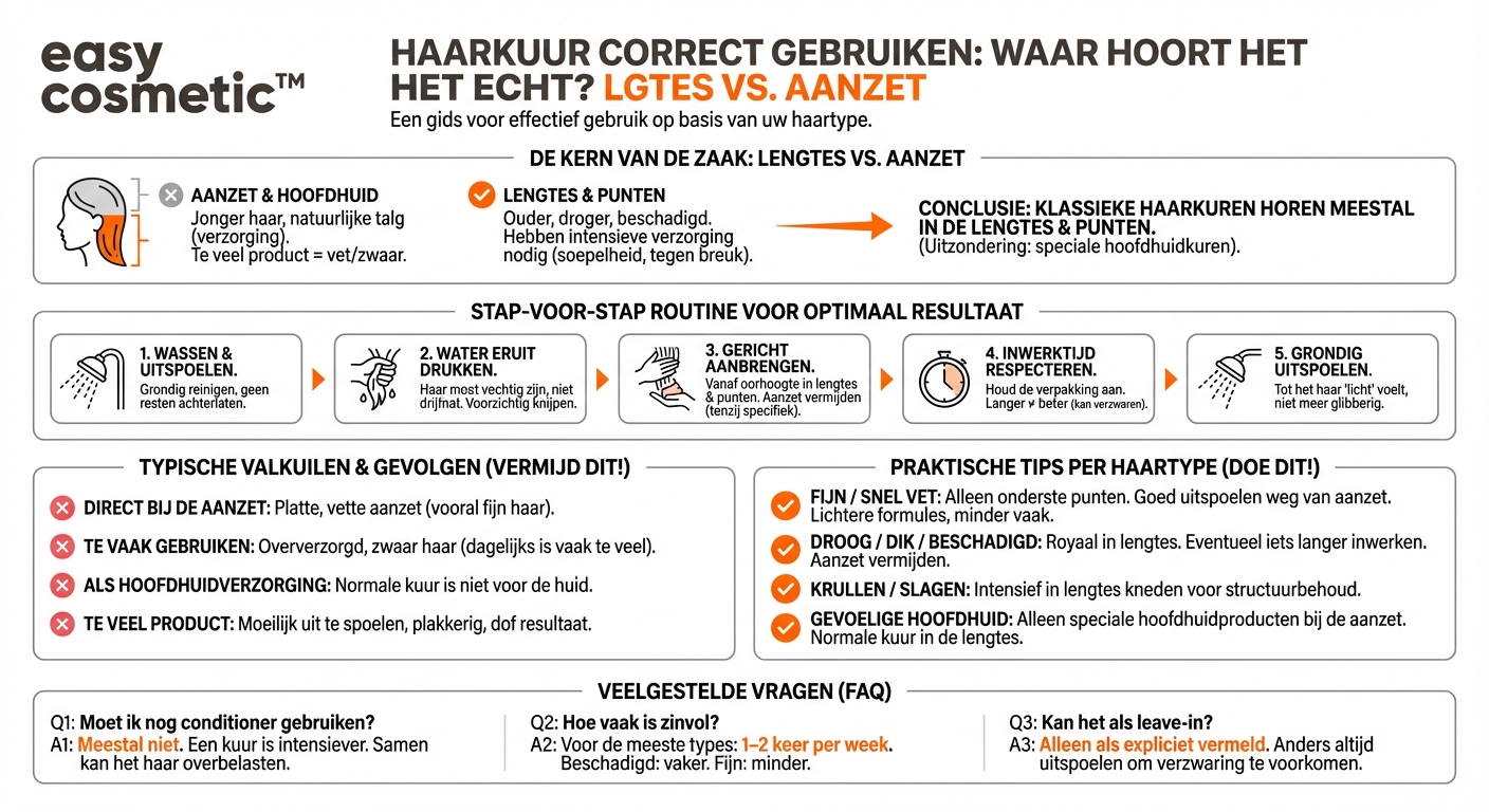 Moet een haarmasker vooral in de lengten en punten of ook bij de haaraanzet worden aangebracht?