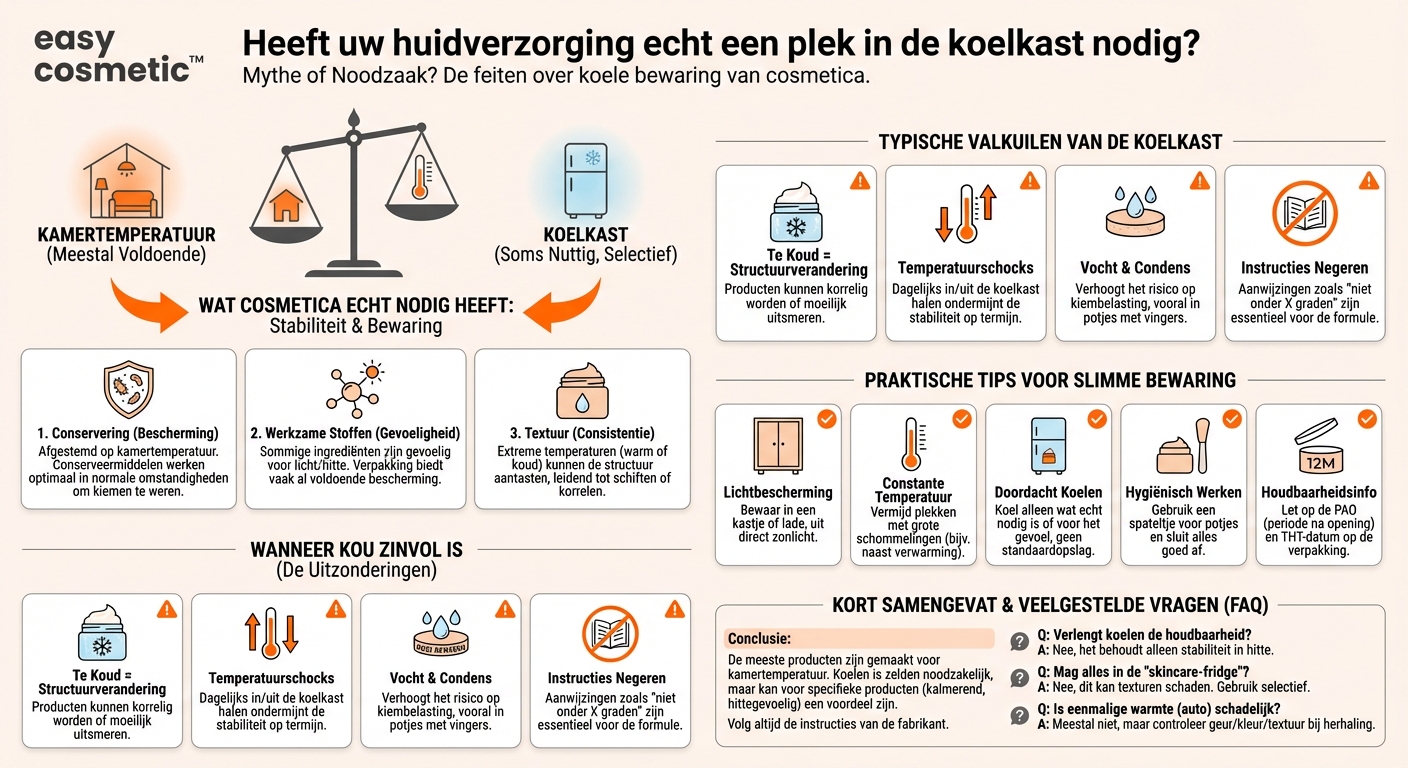 Moet huidverzorging in de koelkast worden bewaard?