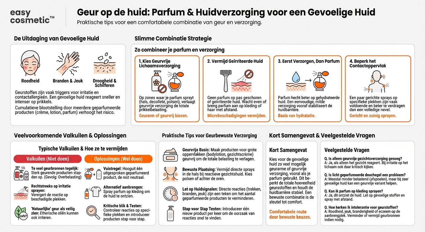 Moet ik bij een gevoelige huid liever geurvrije verzorgingsproducten gebruiken als ik parfum draag?