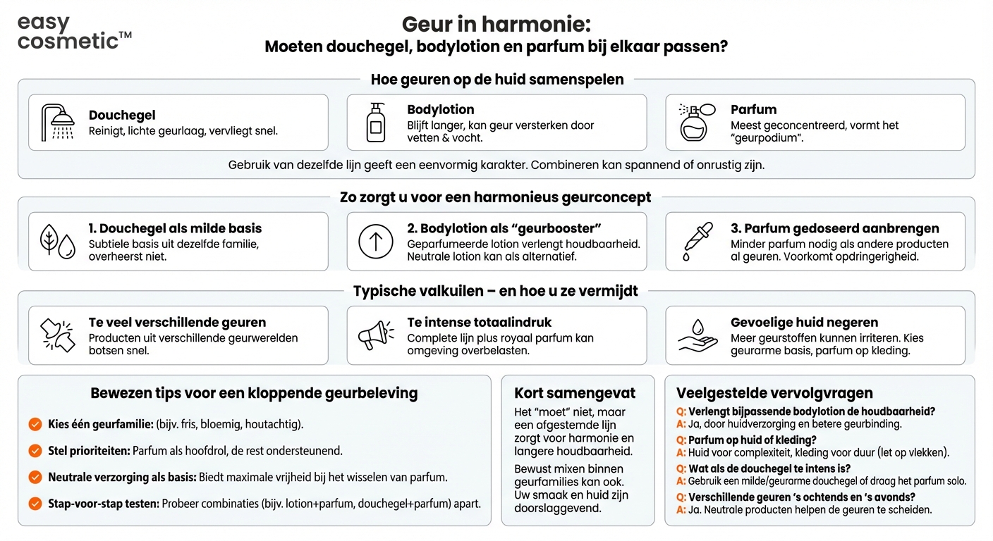Moet je douchegel en bodylotion uit dezelfde geurlijn gebruiken als je parfum?