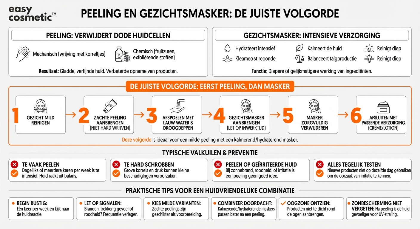 Moet je een peeling voor of na het gezichtsmasker gebruiken?