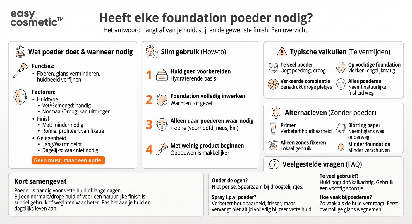 Moet je foundation altijd met poeder fixeren?
