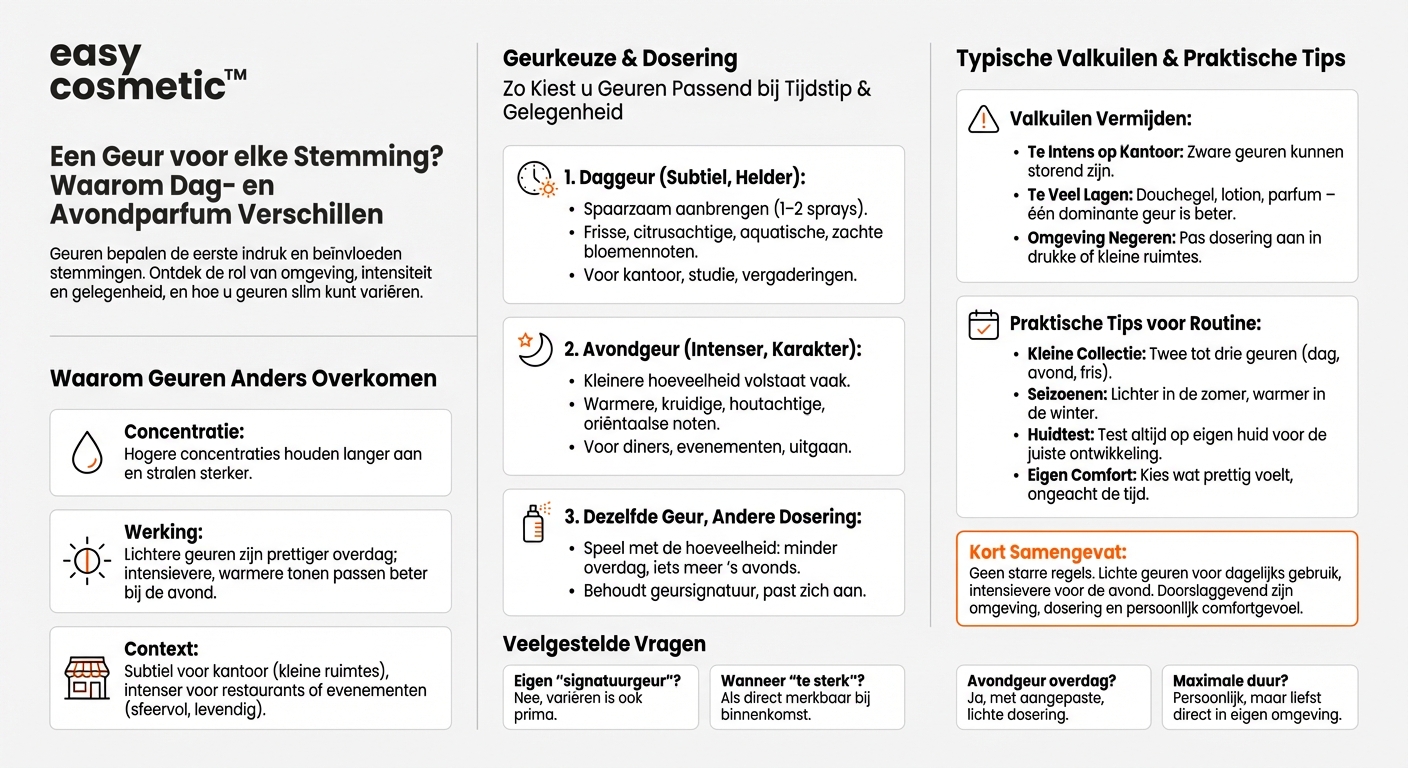 Moet je voor overdag en ’s avonds verschillende geuren dragen?