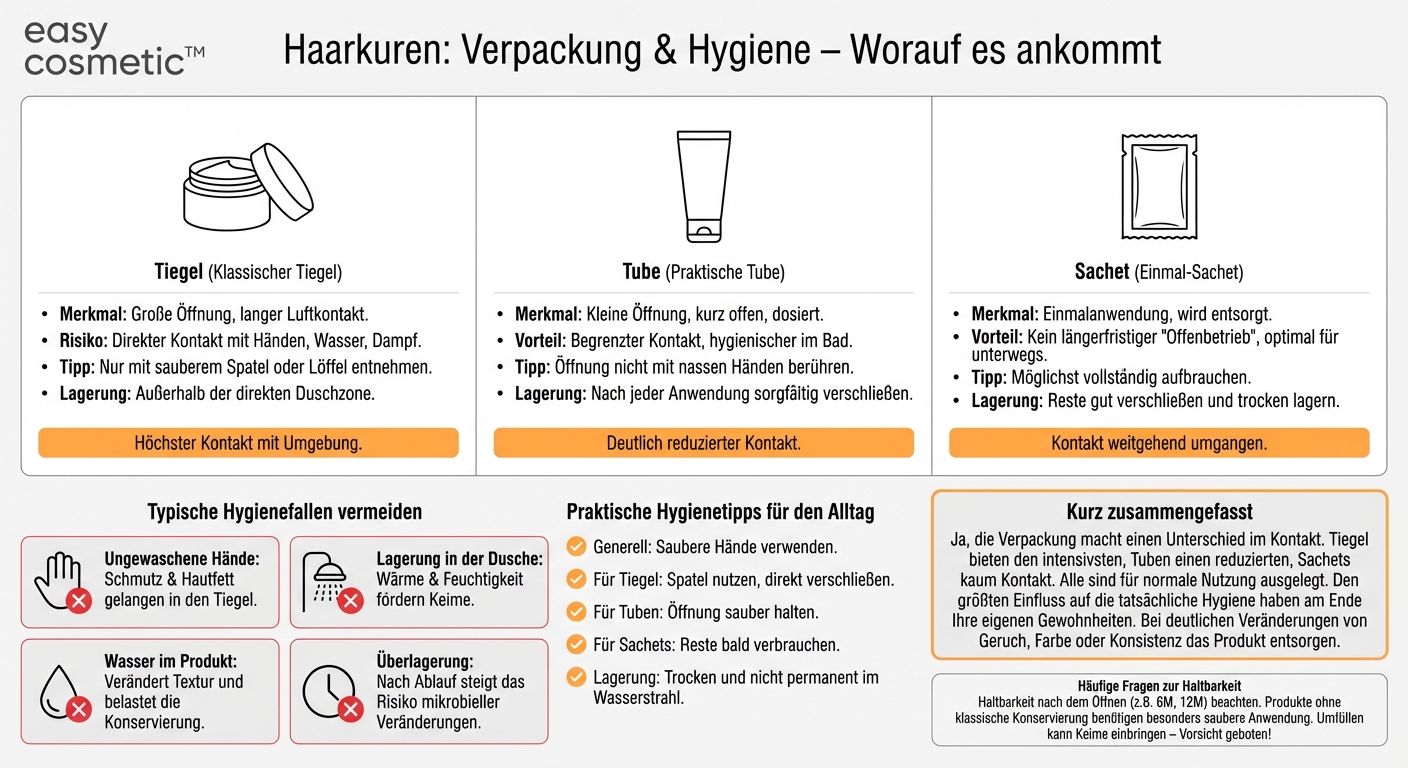 Sind Haarkuren in Tiegeln, Tuben oder Sachets hygienisch unterschiedlich zu bewerten?