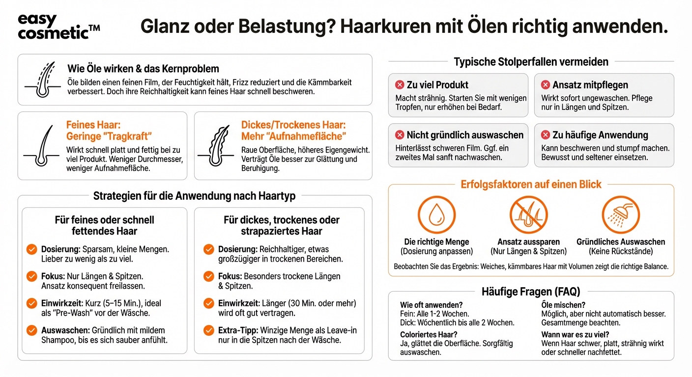 Sind Haarkuren mit Ölen für feines oder schnell fettendes Haar geeignet oder eher für dickes, trockenes Haar?