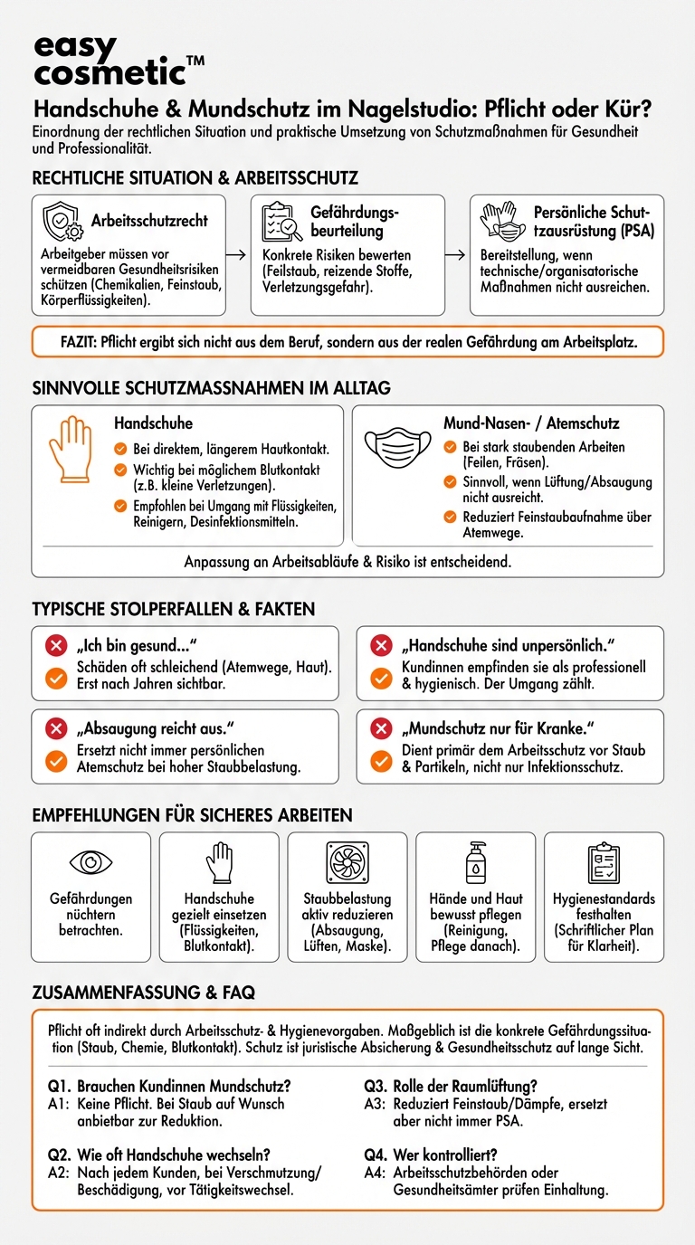 Sind Handschuhe und Mundschutz für Nageldesigner im Studio Pflicht oder nur Empfehlung?