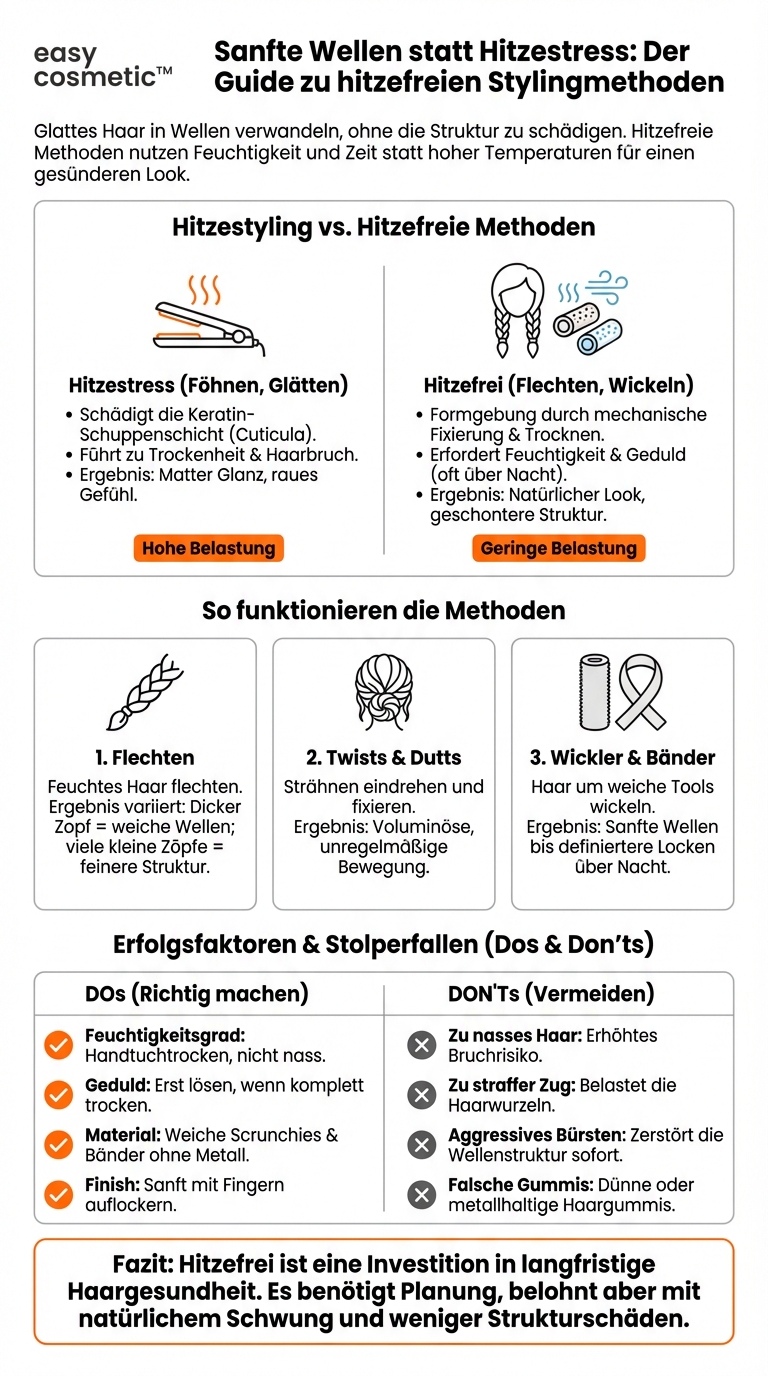 Sind hitzefreie Stylingmethoden wie Flechten oder Locken ohne Hitze eine gute Alternative?