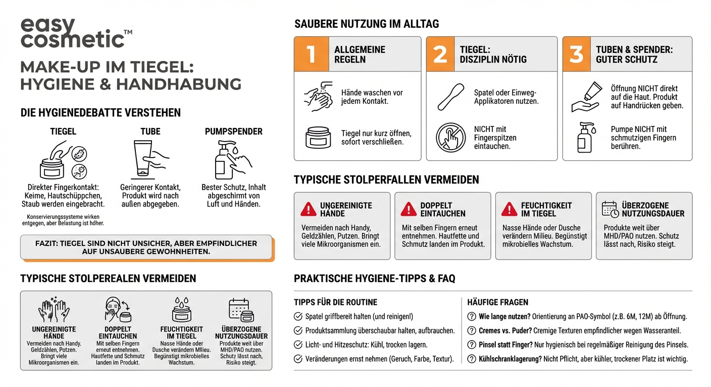 Sind Make-up-Produkte in Tiegeln unhygienischer als Produkte mit Pumpspender oder Tube?