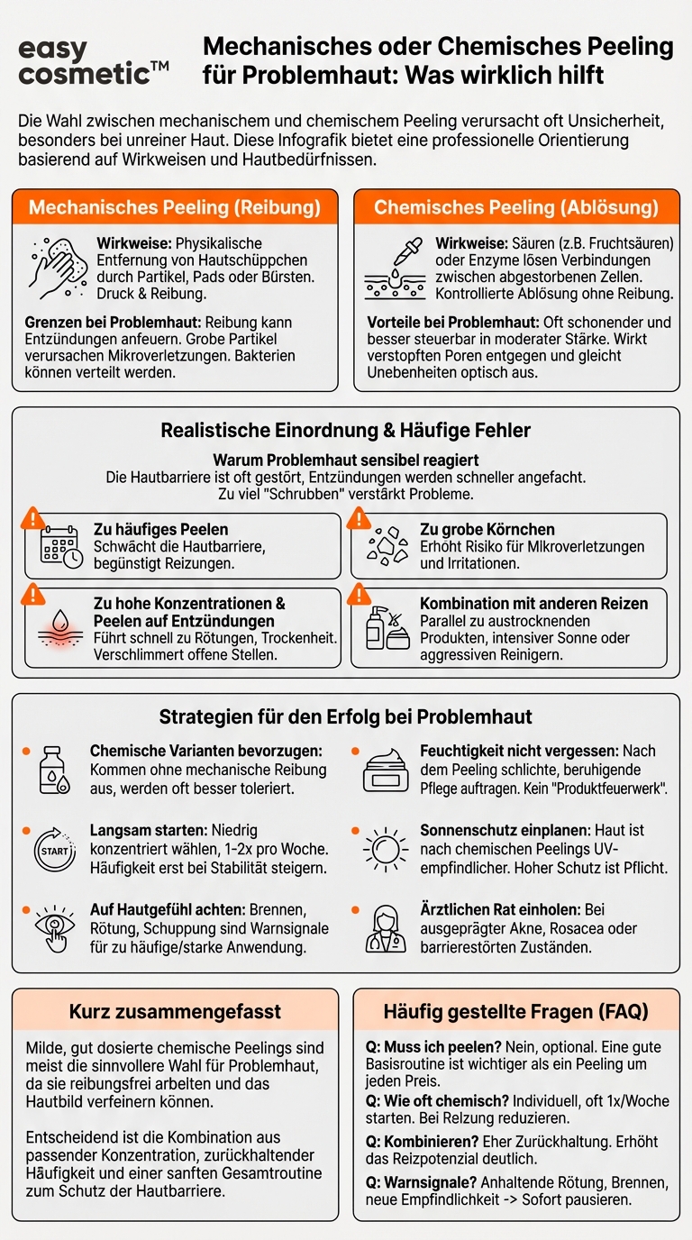 Sind mechanische Peelings oder chemische Peelings besser bei Problemhaut geeignet?
