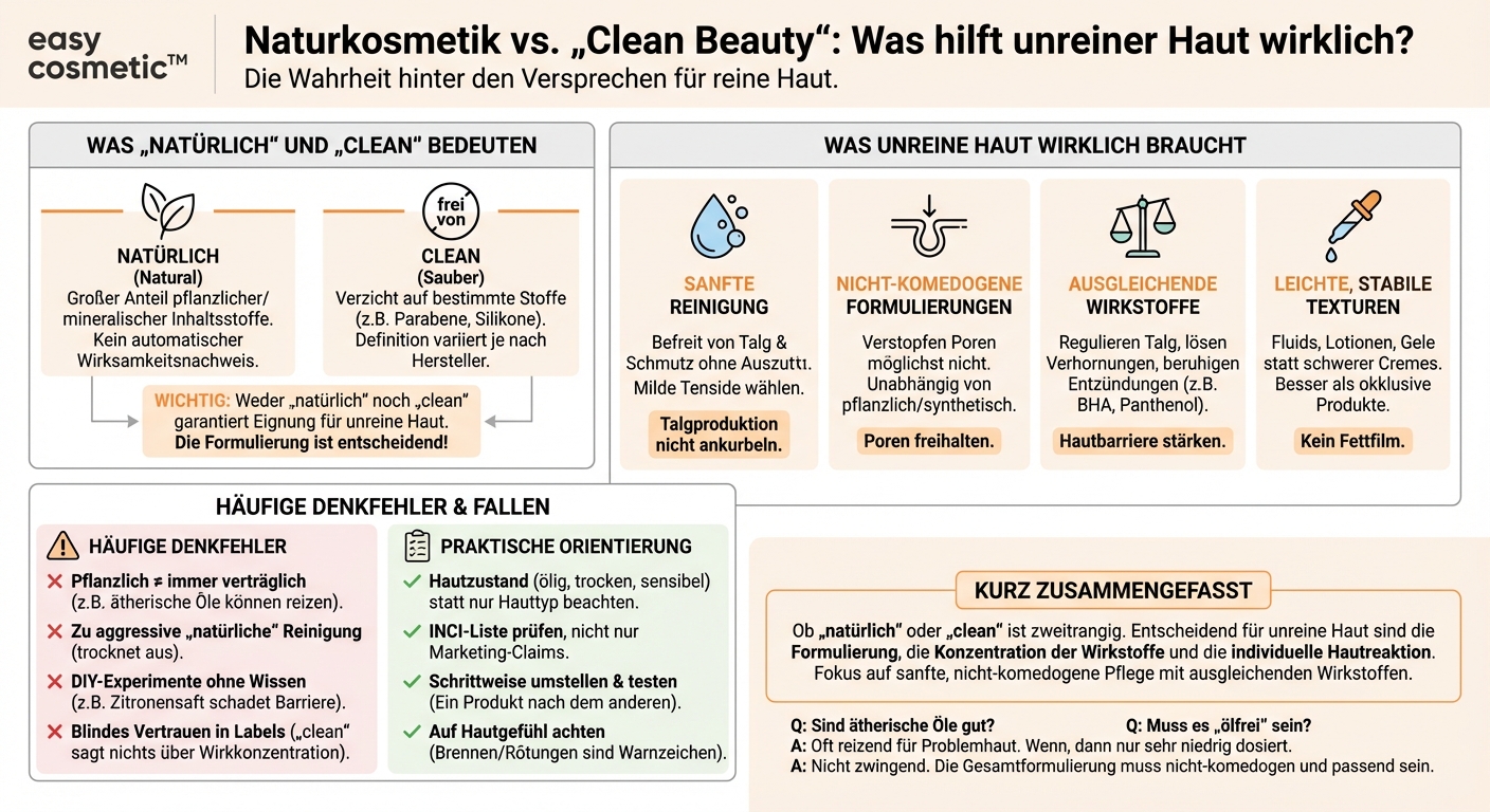 Sind natürliche oder „clean“ deklarierte Produkte automatisch besser für unreine Haut?