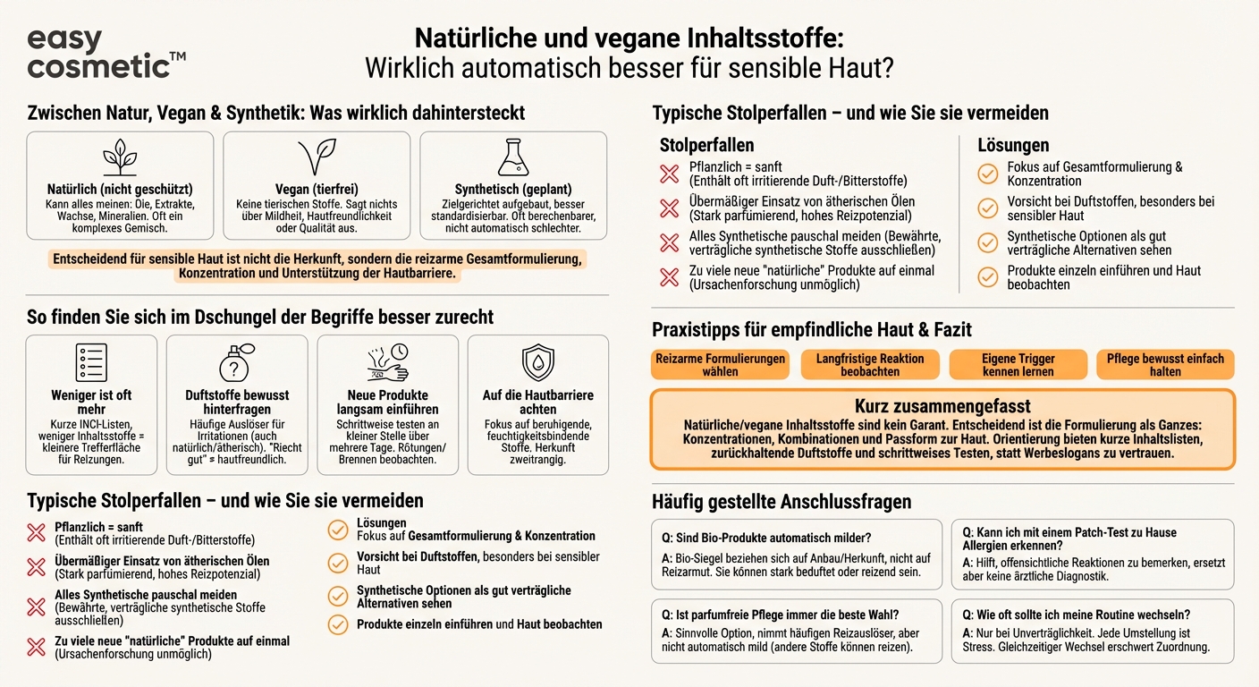 Sind natürliche oder vegane Inhaltsstoffe automatisch besser verträglich für empfindliche Haut?