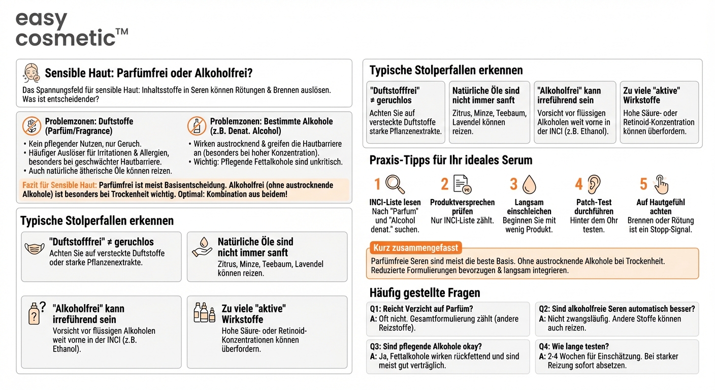 Sind parfümfreie oder alkoholfreie Seren bei sensibler Haut sinnvoller?