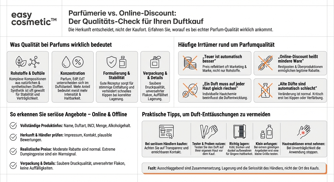 Sind Parfums aus Parfümerien qualitativ besser als solche aus Online-Discounts?