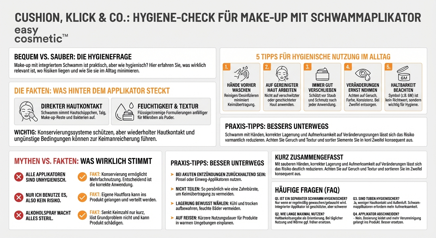 Sind Produkte mit integriertem Schwammapplikator (z. B. Cushion-Foundation, Klick-Concealer) aus hygienischer Sicht kritisch?