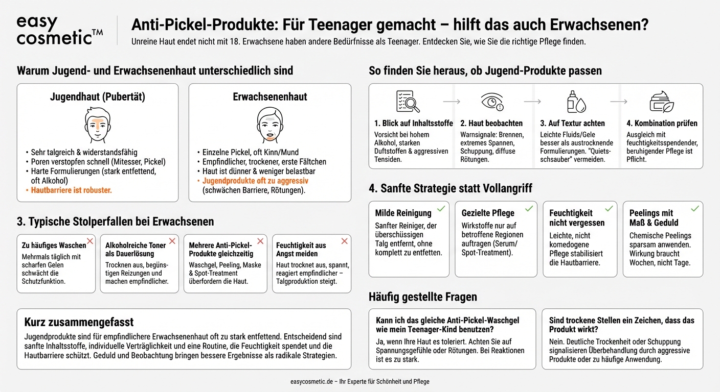 Sind spezielle Anti-Pickel-Produkte für Jugendliche auch für Erwachsene mit Problemhaut geeignet?