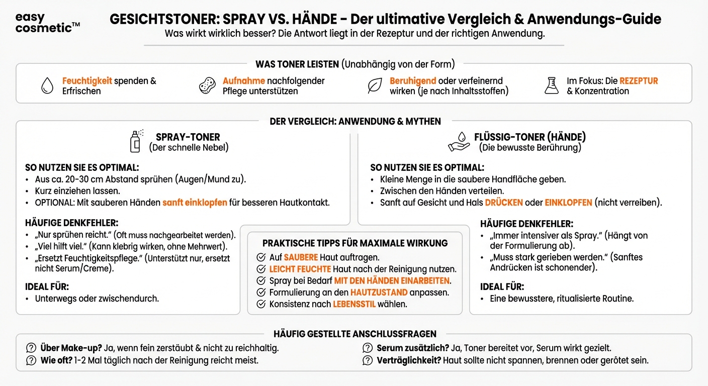 Sind Toner in Sprayform genauso wirksam wie flüssige Toner, die mit den Händen aufgetragen werden?