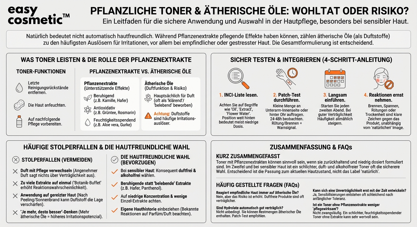 Sind Toner mit Pflanzenextrakten oder ätherischen Ölen empfehlenswert oder können sie die Haut reizen?