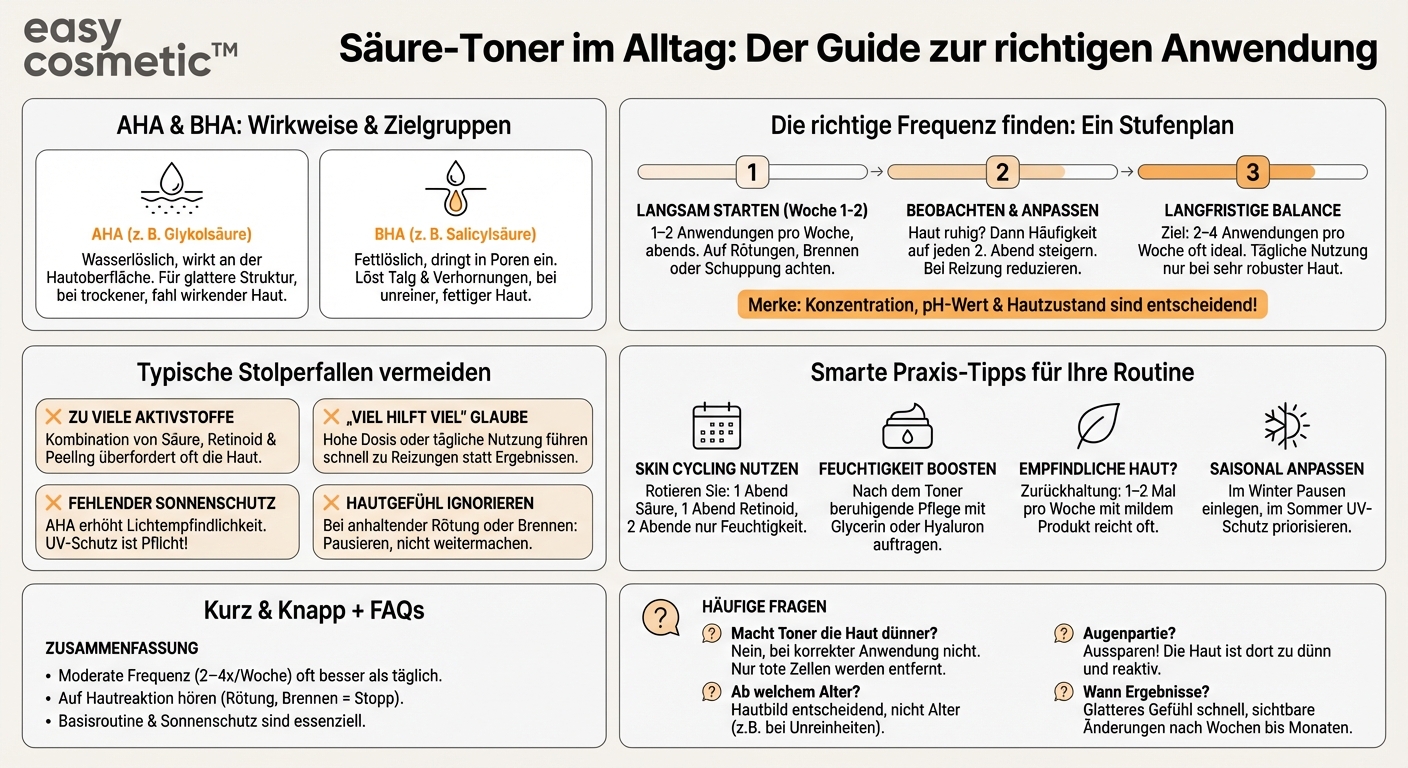 Sind Toner mit Säuren (z. B. AHA/BHA) für die tägliche Anwendung geeignet?