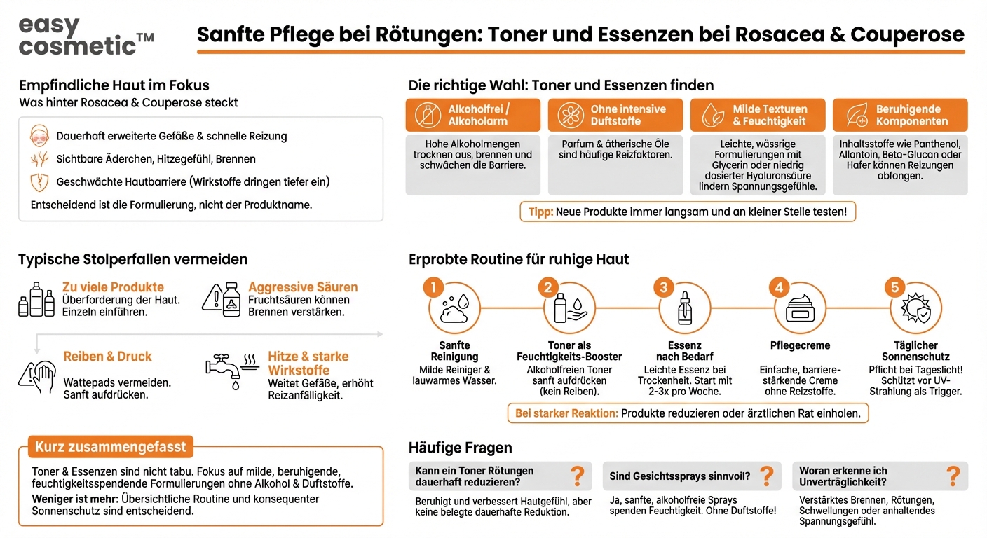 Sind Toner und Essenzen bei Rosacea oder Couperose geeignet?