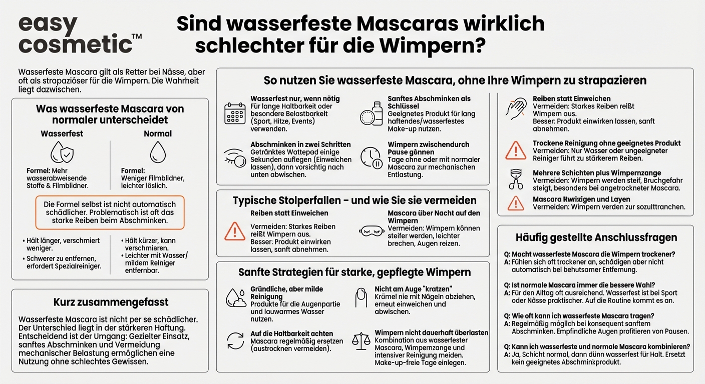Sind wasserfeste Mascaras schädlicher für die Wimpern als normale?