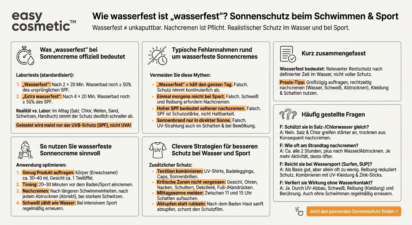 Sind wasserfeste Sonnencremes wirklich wasserfest und wie lange hält der Schutz beim Schwimmen oder Sport?