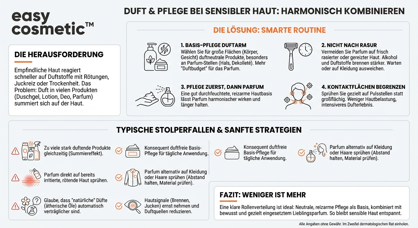 Sollte ich bei empfindlicher Haut lieber duftfreie Pflegeprodukte nutzen, wenn ich Parfum trage?