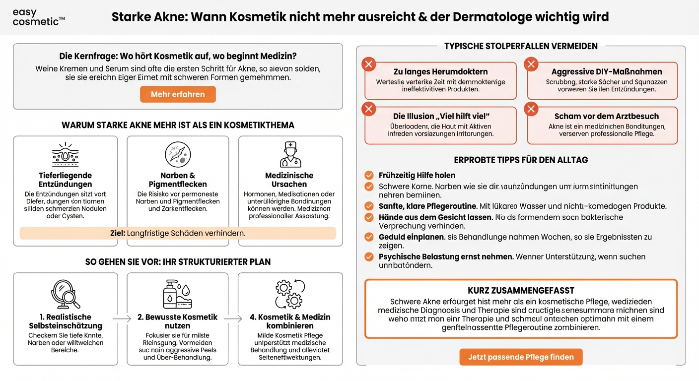 Sollte ich bei starker Akne lieber zum Dermatologen gehen, statt nur Kosmetikprodukte zu verwenden?