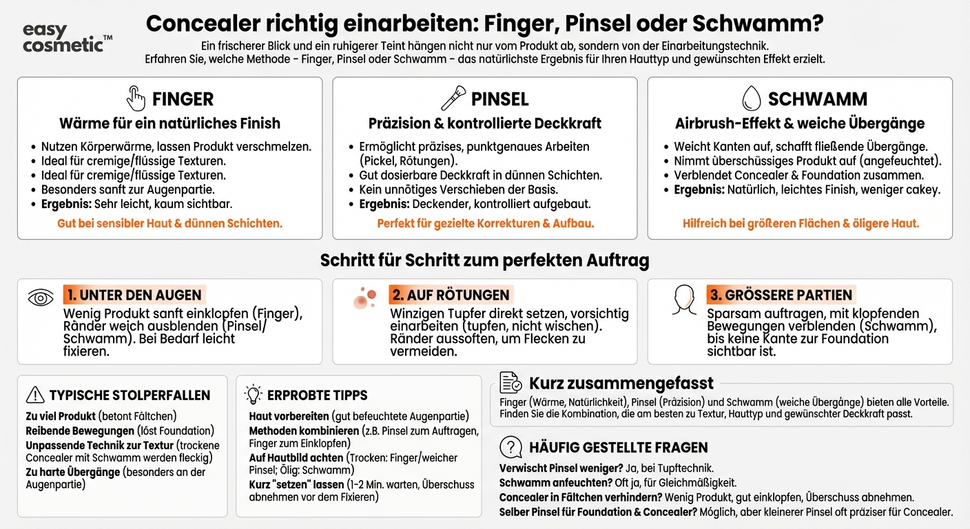 Sollte ich Concealer mit den Fingern, einem Pinsel oder einem Make-up-Schwamm verblenden?