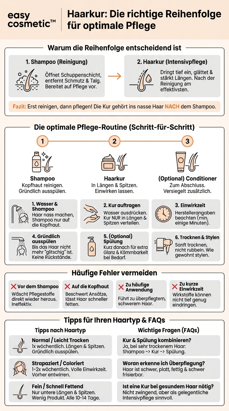 Sollte ich eine Haarkur vor oder nach dem Shampoo anwenden?