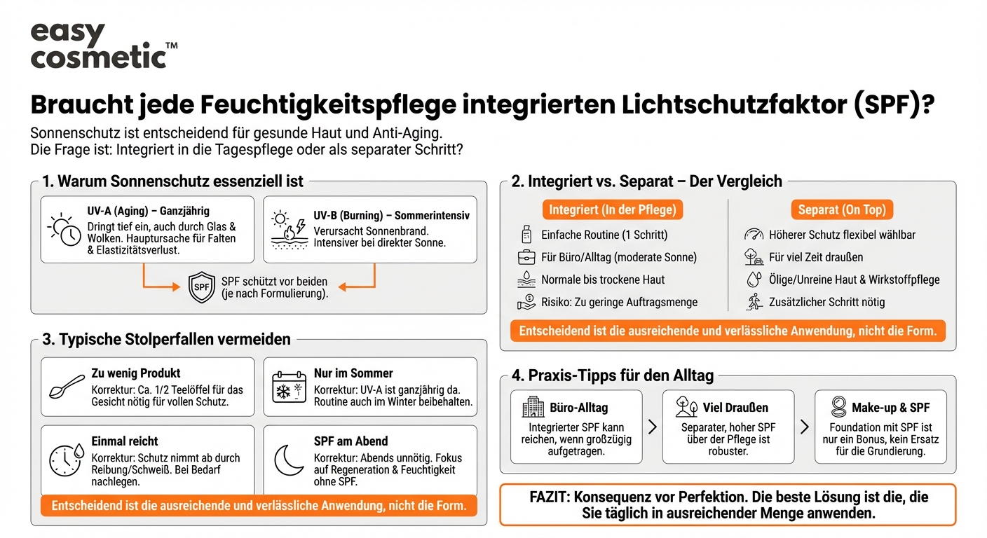 Sollte meine Feuchtigkeitspflege immer einen integrierten Lichtschutzfaktor enthalten?
