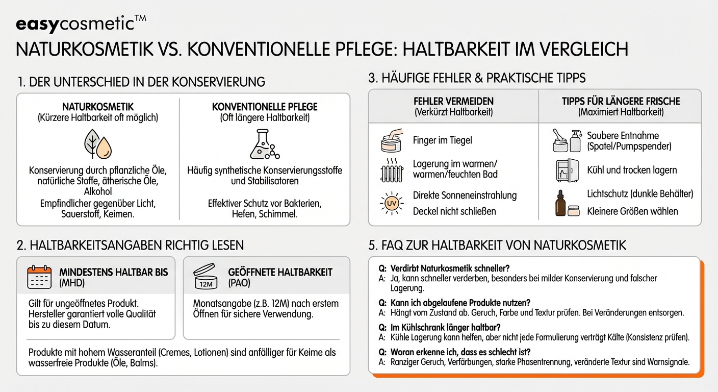 Unterscheidet sich die Haltbarkeit von Naturkosmetik im Vergleich zu konventioneller Hautpflege?