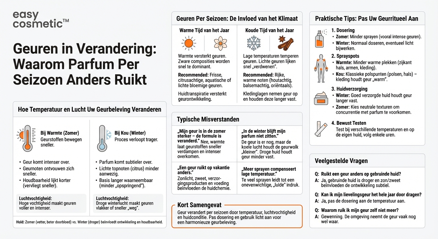 Verandert een geur naargelang het seizoen of de temperatuur?