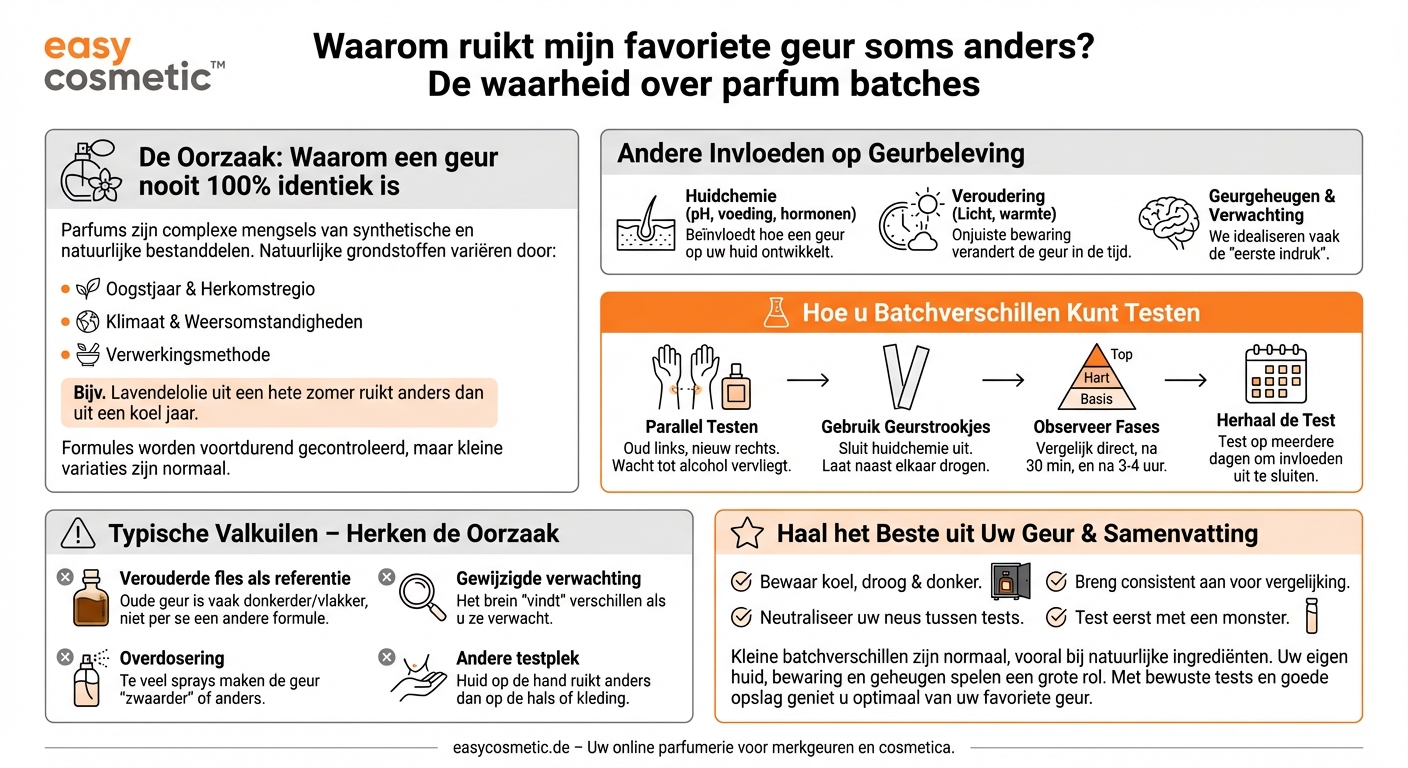 Verandert een geur van batch tot batch en hoe kan ik dat nagaan?