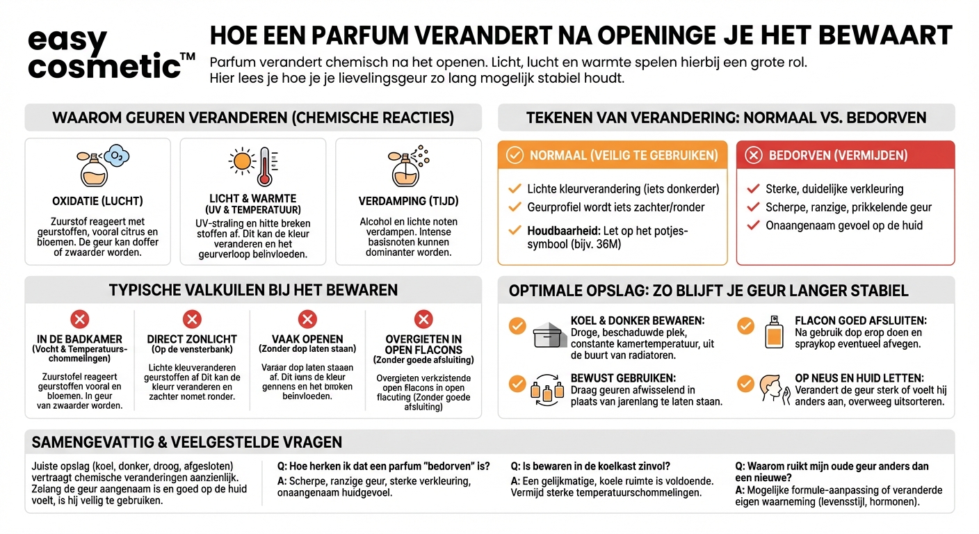 Verandert een parfum na het openen chemisch in de loop van de tijd?