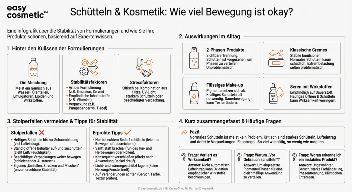Verändert häufiges Schütteln oder Durchmischen von Produkten deren Haltbarkeit oder Stabilität?