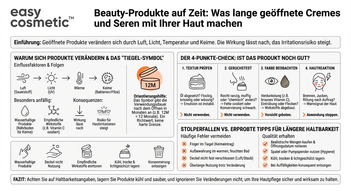 Verändert sich die Wirkung von Cremes und Seren, wenn sie schon sehr lange geöffnet sind?