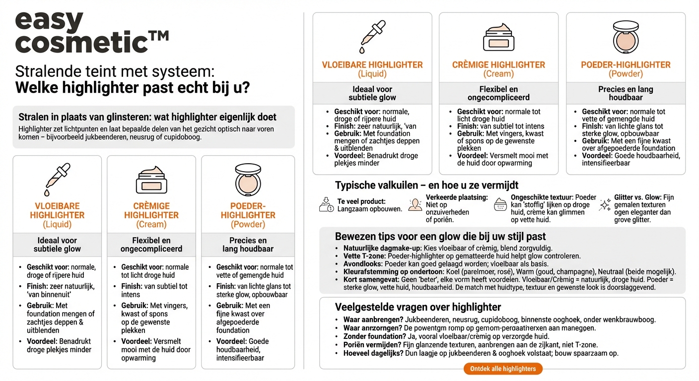 Vloeibare, crème- of poeder-highlighter – wat is beter?