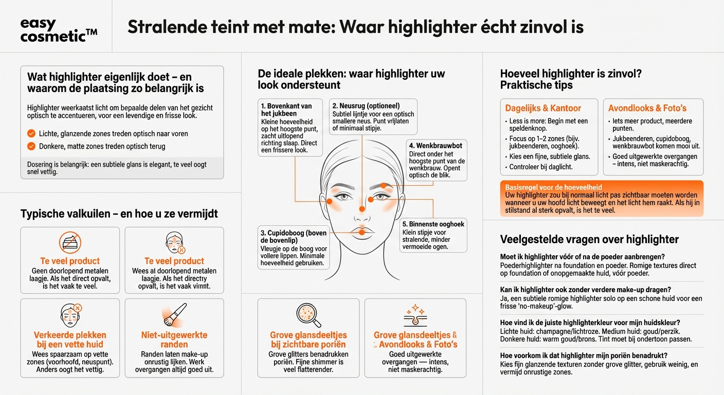 Waar breng ik highlighter aan en hoeveel is zinvol?