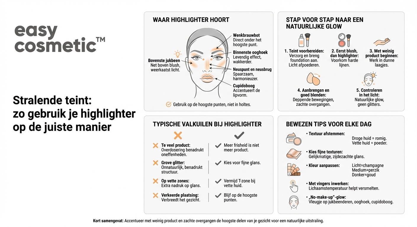 Waar hoort highlighter en hoe krijg ik een natuurlijke glow?