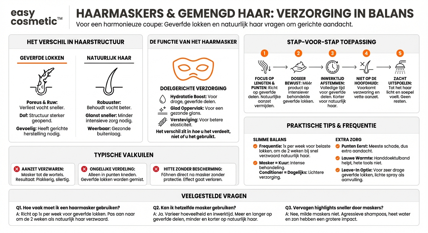 Waar moet ik op letten bij het gebruik van haarmaskers op geverfde lokken in vergelijking met natuurlijk haar?