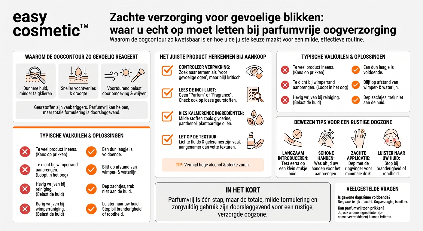 Waar moet ik op letten bij parfumvrije oogverzorging?