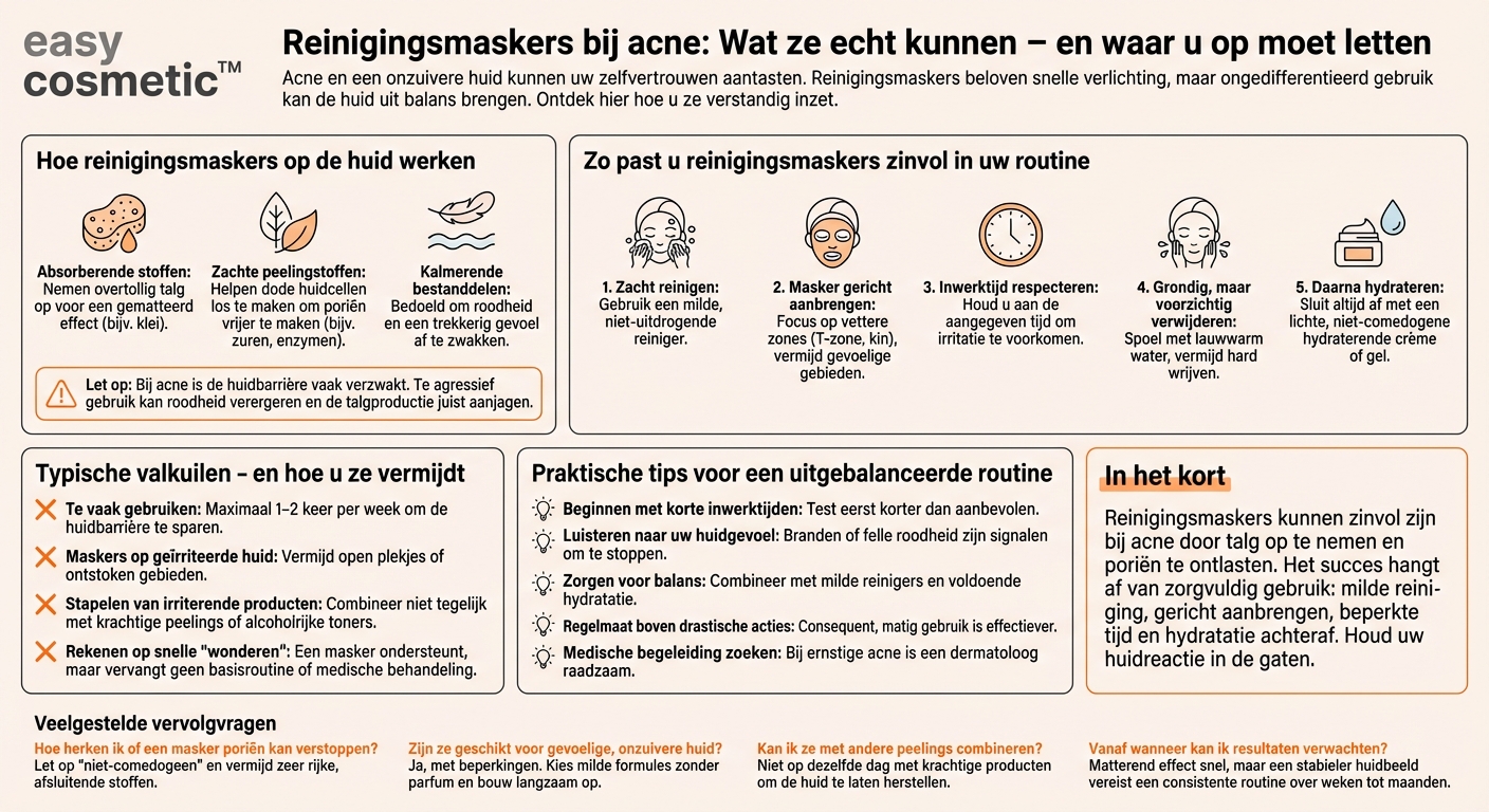 Waar moet je op letten bij het gebruik van zuiverende maskers bij acne en onzuivere huid?