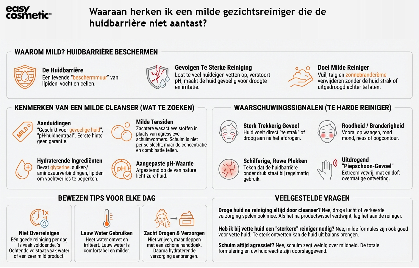 Waaraan herken ik een milde gezichtsreiniger die de huidbarrière niet aantast?